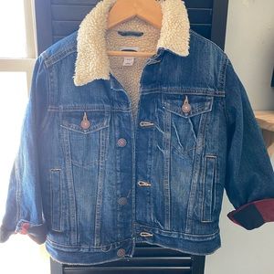 Boys Old Navy Denim Jacket with Sherpa & Buffalo Plaid
